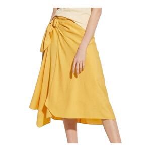 Vince Side Buckle A-line Drape Midi Skirt in Yellow Resort Wear Women's 14 NWT